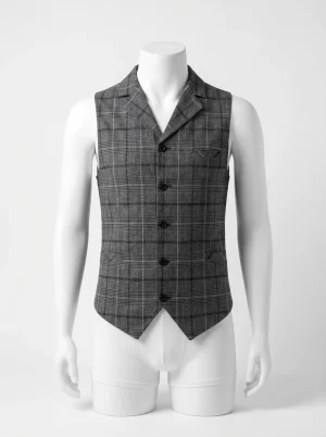 Blazer sans manche carreaux smart casual professionnel homme - Vue 1 - blazer sans manche