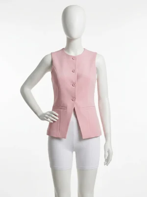 Blazer sans manche col rond ajusté élégant femme - Vue 1 - blazer sans manche