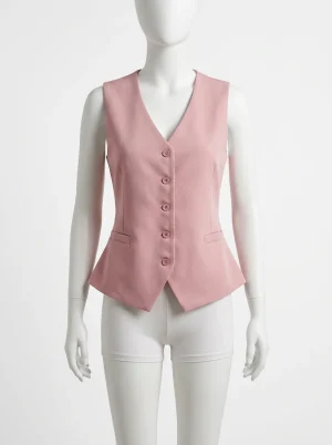 Blazer sans manche coton femme court vintage décontracté - Vue 1 - blazer sans manche
