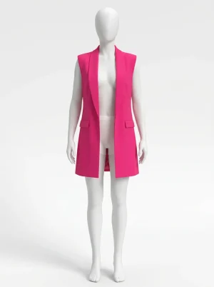 Blazer sans manche mi-long poches à rabat bureau femme - Vue 1 - blazer sans manche
