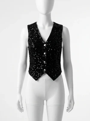 Blazer sans manche paillettes soirée femme style festif - Vue 1 - blazer sans manche