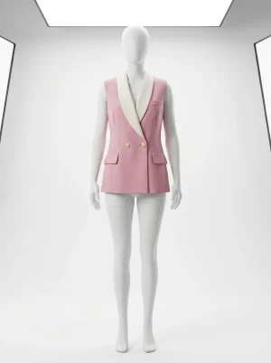 Blazer sans manche professionnel boutonnage croisé femme moderne - Vue 1 - blazer sans manche