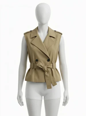 Blazer sans manche style trench chic avec ceinture femme - Vue 1 - blazer sans manche